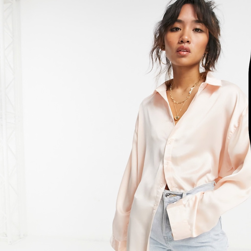 Pink satin like top